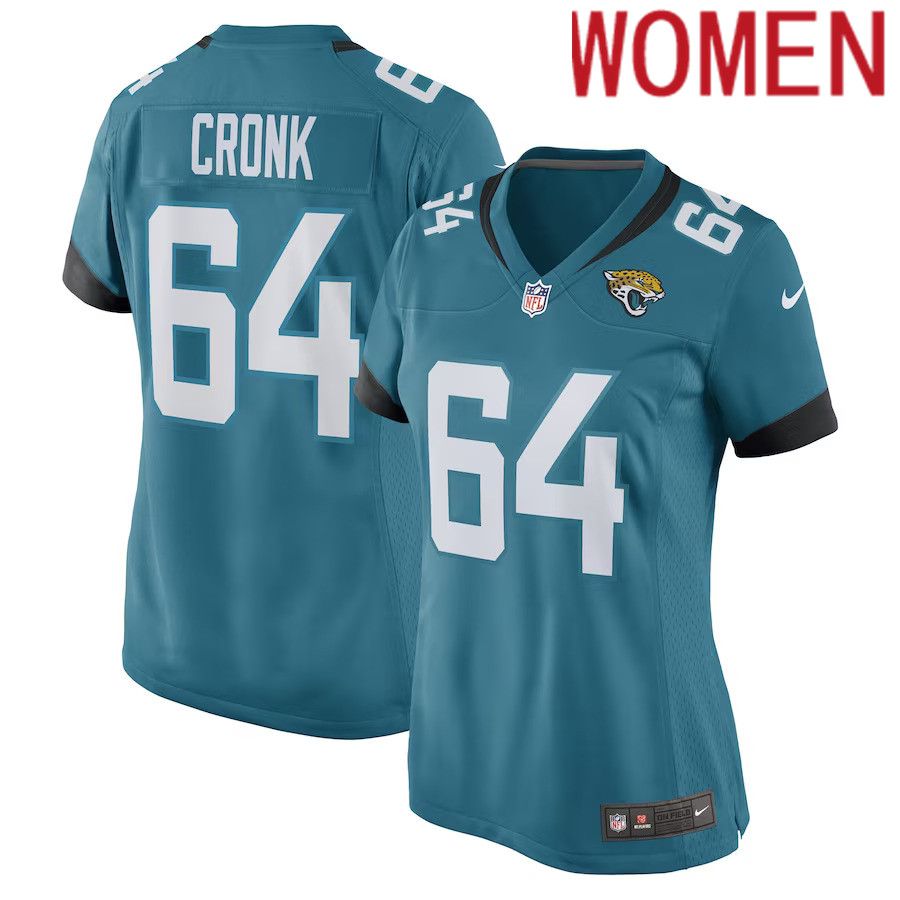 Women Jacksonville Jaguars #64 Coy Cronk Nike Teal Game Player NFL Jersey->women nfl jersey->Women Jersey